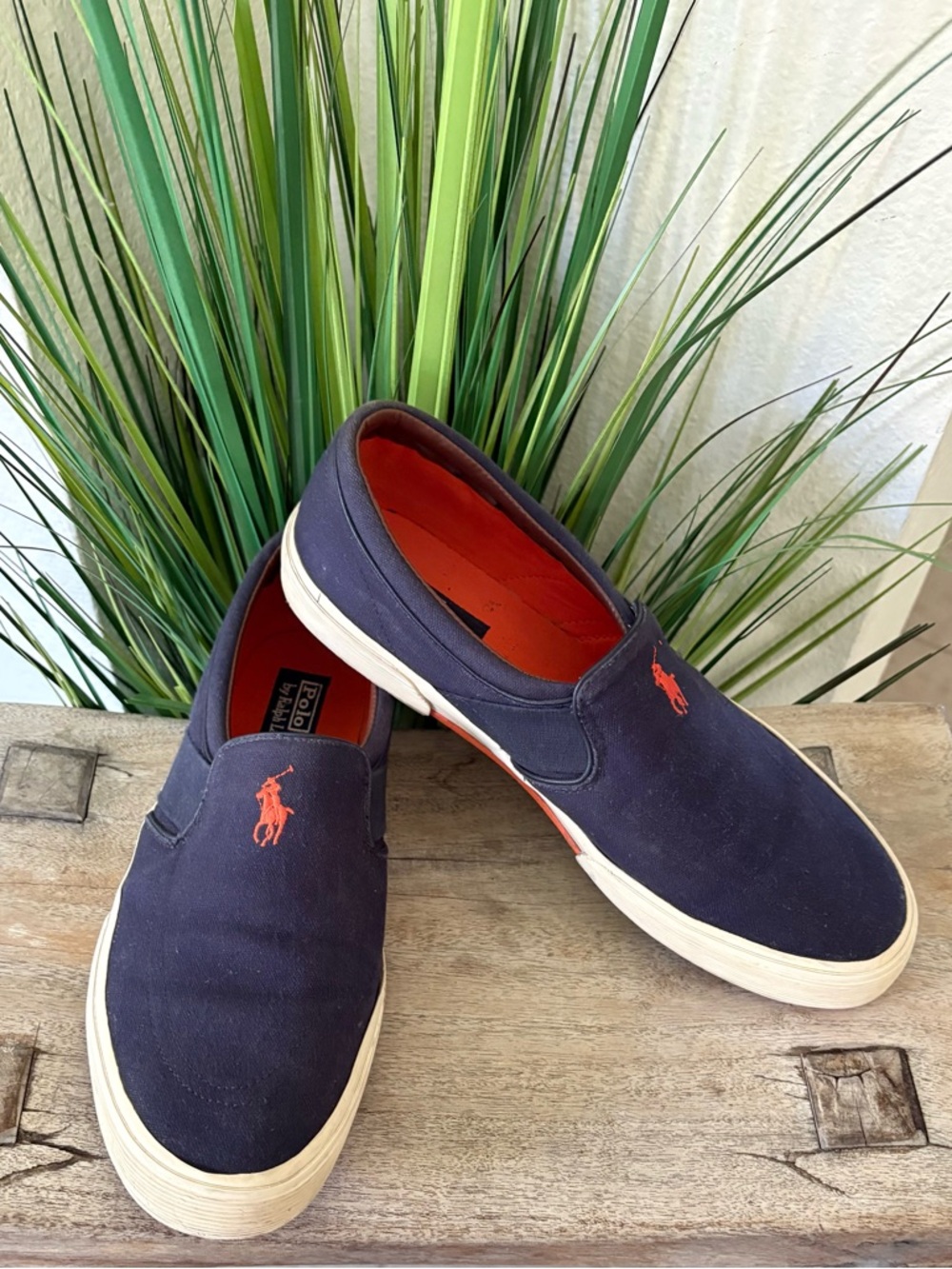 Polo Ralph Lauren Navy Canvas Slip-On Sneakers